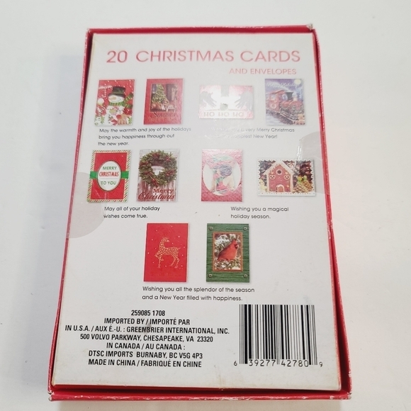 Christmas House 20 Christmas Cards and Envelopes Snowman Reindeer - Picture 8 of 8